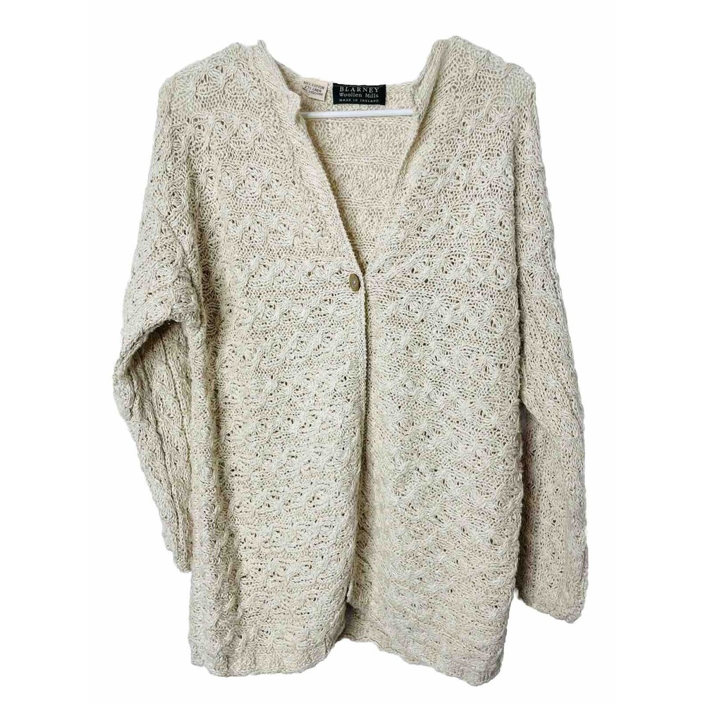 Blarney Woollen Mills Ireland Made Cardigan Jumper Small Chunky Boho Lagenlook